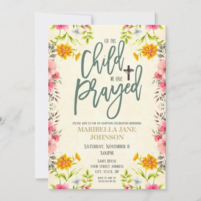 Invitation à la fête de l'adoption (Devant)