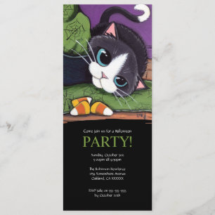 Invitation à la fête de l'Halloween Cat Noir Cute