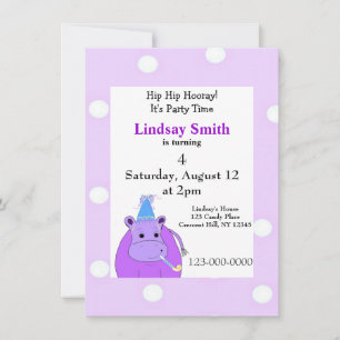 Invitation à la fête de l'hippopotame violet