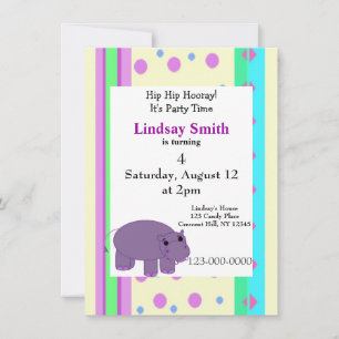 Invitation à la fête de l'hippopotame violet