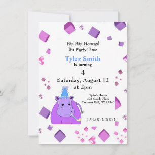 Invitation à la fête de l'hippopotame violet