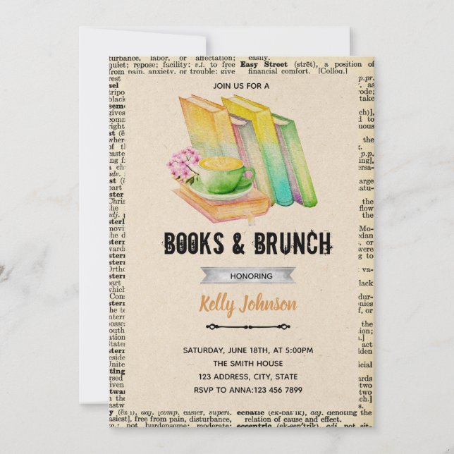 Invitation à la fête de livres et de brunch (Devant)
