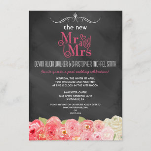 Invitation à la fête de mariage de Floral Chalkboa