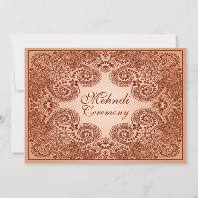 Invitation à la fête de Mehndi Brun et Tan Henna 2 (Devant)