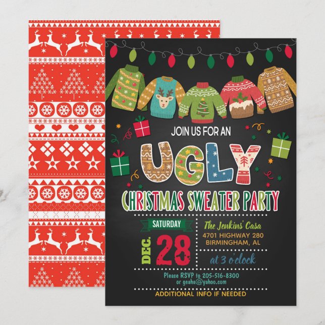 Invitation à la fête de Noël (Devant / Derrière)