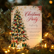 Invitation à la fête de Noël au vert éternel doré