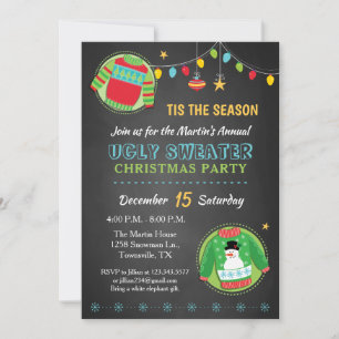 Invitation à la fête de Noël avec un pull de Noël