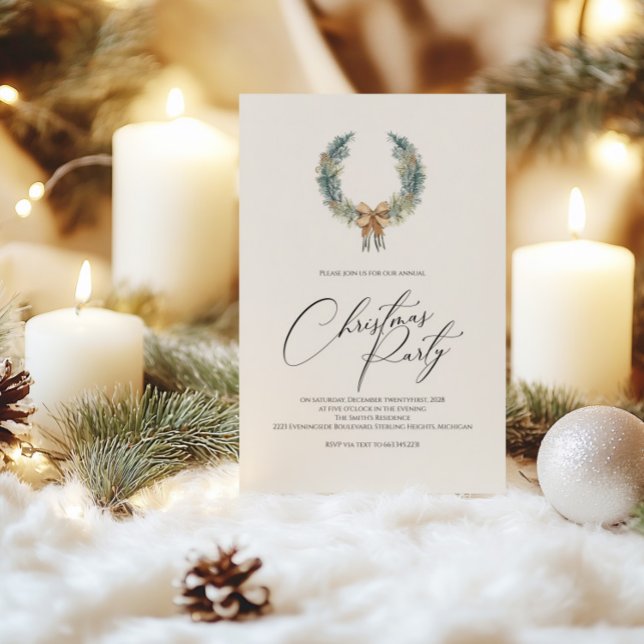 Invitation à la fête de Noël avec une couronne fes (Créateur téléchargé)