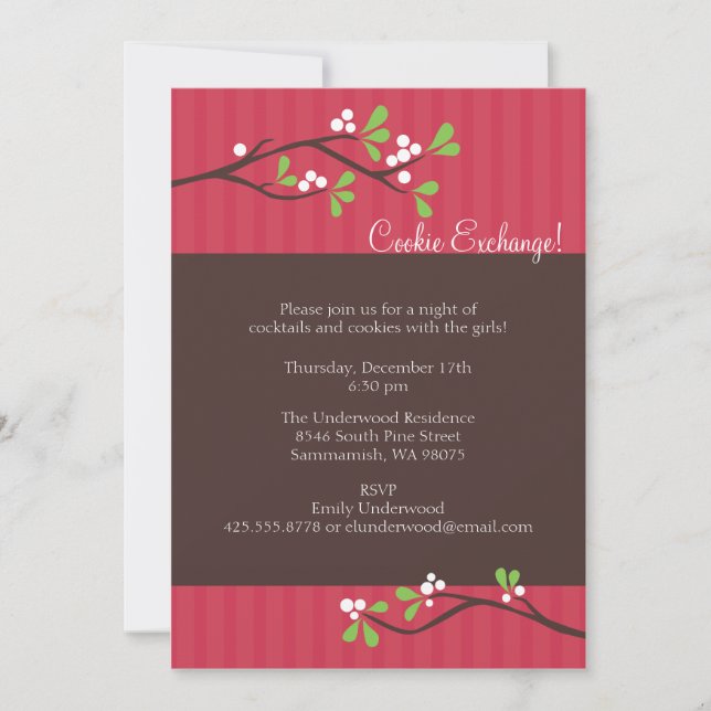 Invitation à la fête de Noël Berry Branch (Devant)