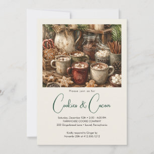 Invitation à la fête de Noël Cookies et Cocoa