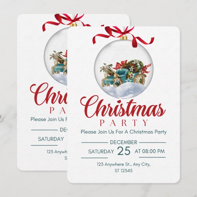 Invitation à la fête de Noël de décembre (Devant / Derrière)