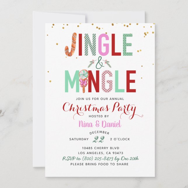 Invitation à la fête de Noël de Jingle et Mingle (Devant)