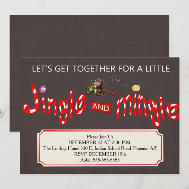 Invitation à la fête de Noël de Jingle et Mingle (Devant / Derrière)