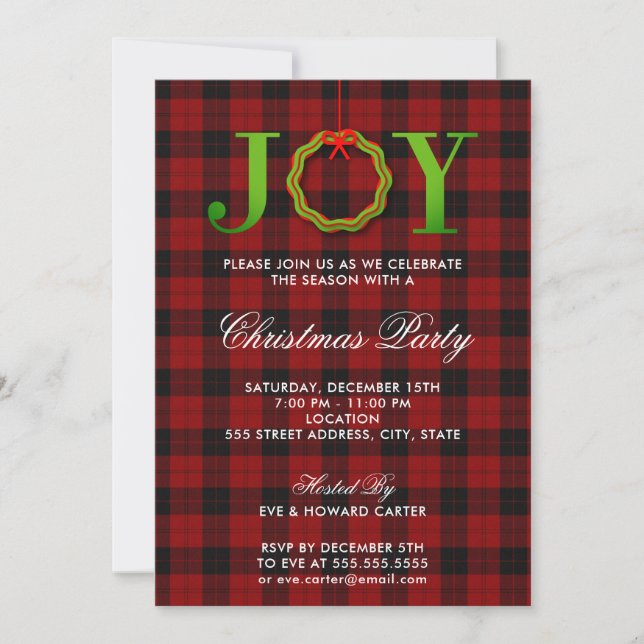 Invitation à la fête de Noël de JOY Tartan (Devant)