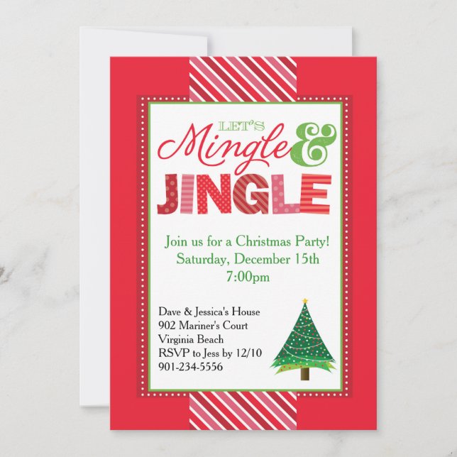 Invitation à la fête de Noël de Mingle et Jingle (Devant)