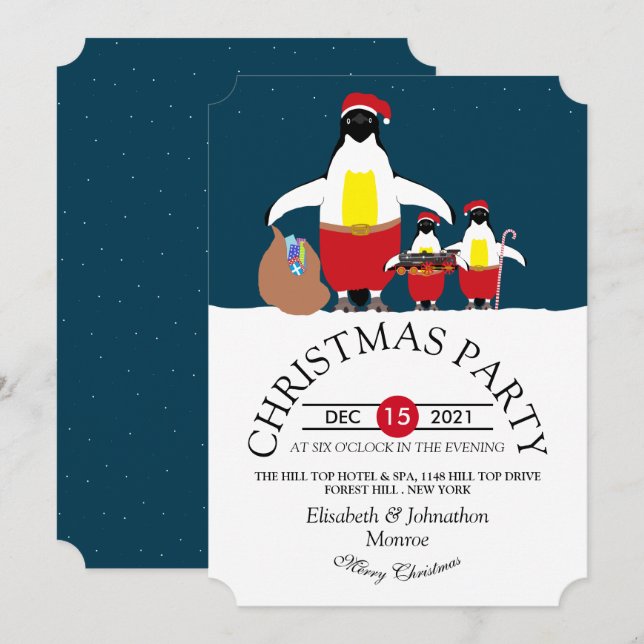 Invitation à la fête de Noël de père Noël Little H (Devant / Derrière)