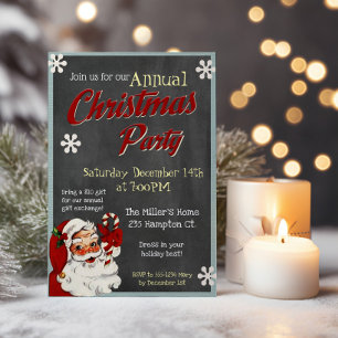 Invitation à la fête de Noël de Retro Santa pendan