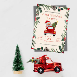 Invitation à la fête de Noël de Santa en voiture