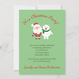 Invitation à la fête de Noël de Santa et de l'ours