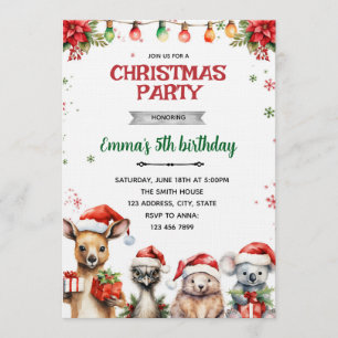 Invitation à la fête de Noël des animaux australie