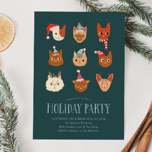 Invitation à la fête de Noël des chats festifs
