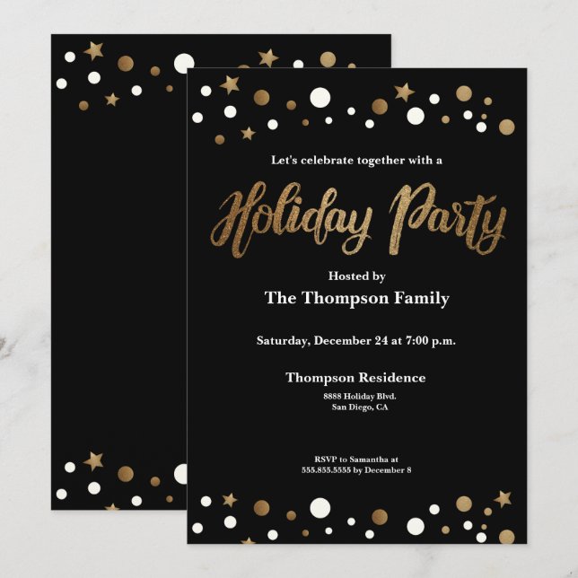 Invitation à la fête de Noël des Fêtes de famille  (Devant / Derrière)