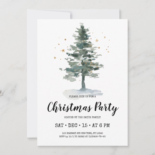 Invitation à la fête de Noël des pins d'hiver (Devant)