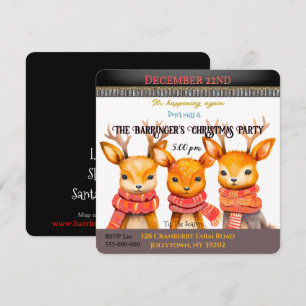 Invitation à la fête de Noël des trois petits renn