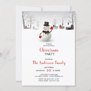 Invitation à la fête de Noël du mignon Snowman