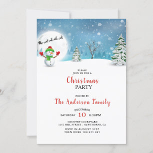 Invitation à la fête de Noël du mignon Snowman