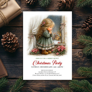 Invitation à la fête de Noël Fille mignonne Hiver