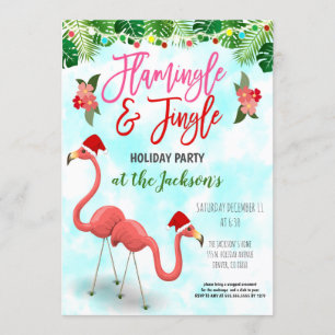 Invitation à la fête de Noël Flamant rose