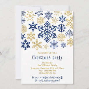 Invitation à la fête de Noël Flocons de neige chic