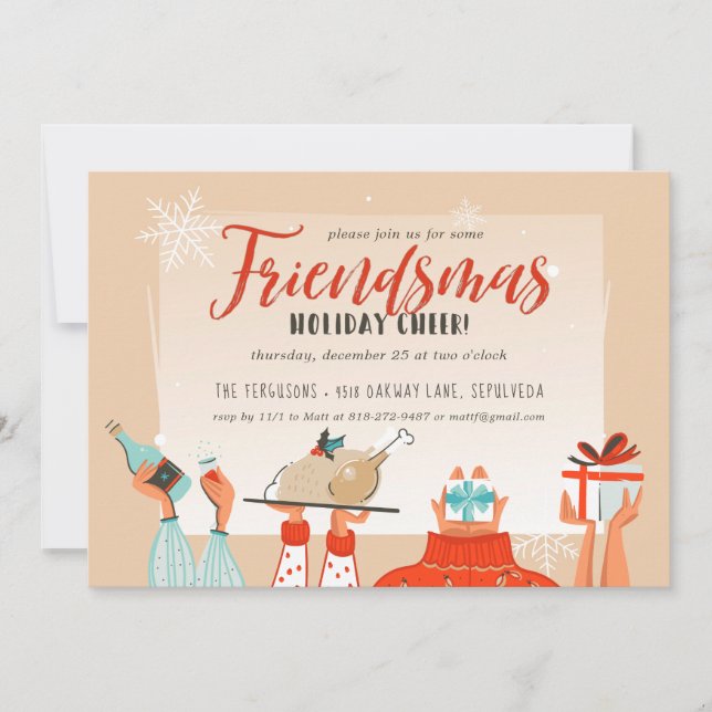 Invitation à la fête de Noël Friendsmas des vacanc (Devant)