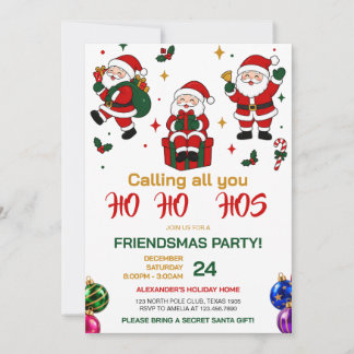 Invitation à la fête de Noël Funny Friendsmas avec