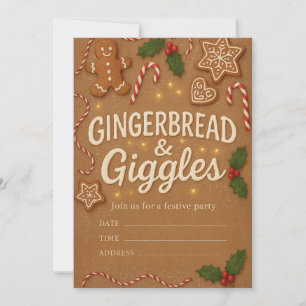 Invitation à la fête de Noël Gingerbread & Giggles