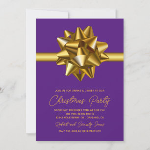 Invitation à la fête de Noël Gold Bow