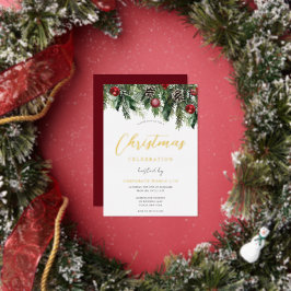 Invitation à la fête de Noël Gold Festive
