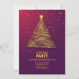 Invitation à la fête de Noël Gold Tree