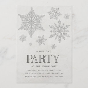 Invitation à la fête de Noël hivernale en flocon d