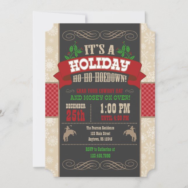 Invitation à la fête de Noël Holiday Ho Ho Hoedown (Devant)
