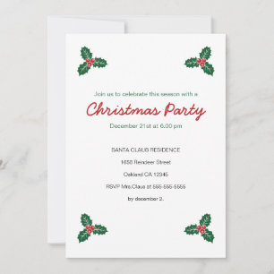 Invitation à la fête de Noël Holly & Presents