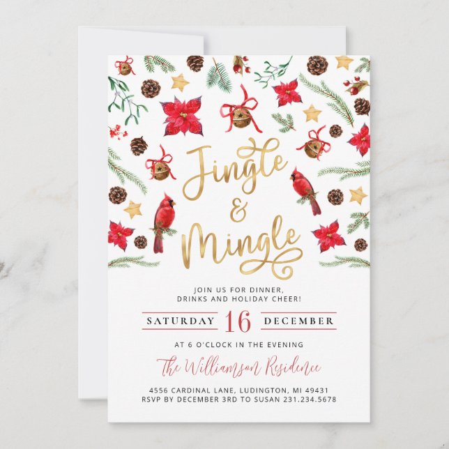 Invitation à la fête de Noël Jingle et Mingle (Devant)