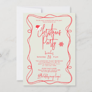 Invitation à la fête de Noël manuscrite verte