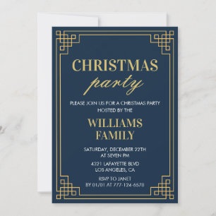 Invitation à la fête de Noël Navy Gold