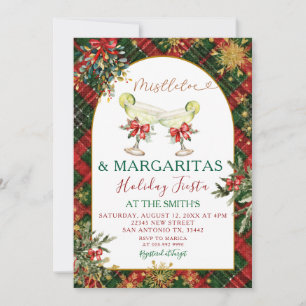 Invitation à la fête de Noël Plaid Mistletoe & Mar