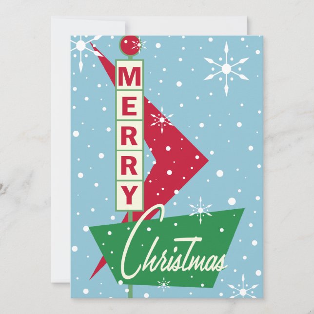 Invitation à la fête de Noël Retro Googie Sign (Devant)