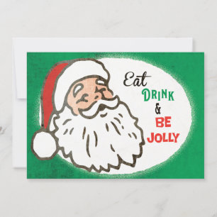 Invitation à la fête de Noël rétro Jolly Santa