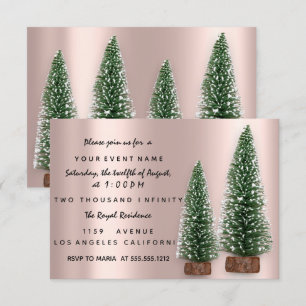 Invitation à la fête de Noël Rose Dîner Par