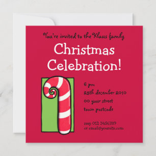 Invitation à la fête de Noël rouge Sucre de canne
